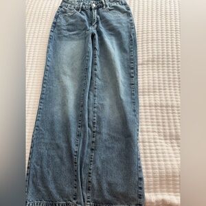 SHEIN Light Blue High-Rise Wide Leg Jeans